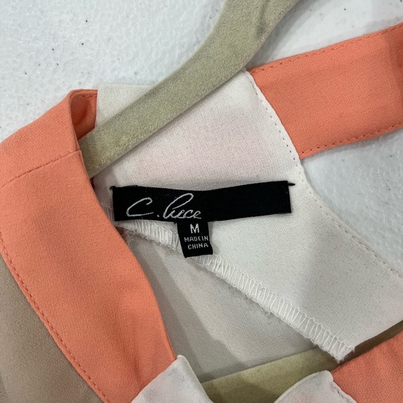 C. Luce White, Tan, and Peach Blouse, size M - Picture 5 of 6